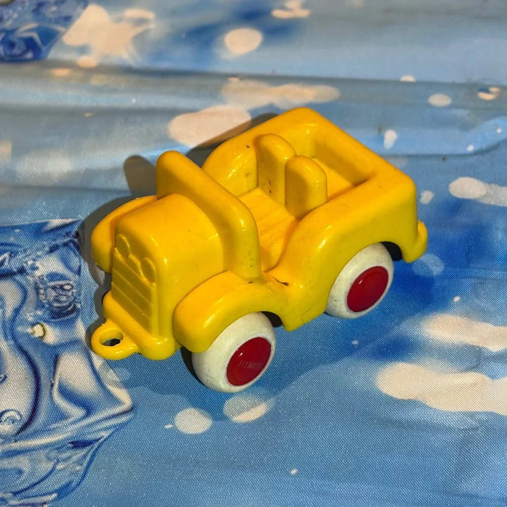 Viking Toys Roadster Jeep Trailer Lot Primary Blue Yellow Plastic 7pc DIRTY